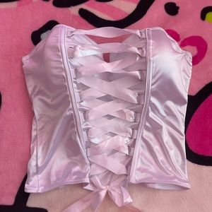✧♡︎☁️white silk lace up corset top☁️♡︎✧